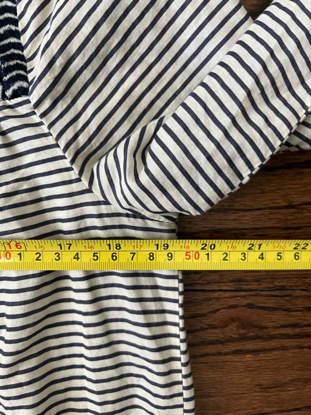 J. Crew Striped Embroidered Peasant Blouse - Navy & Ivory with Red Trim - Picture 4 of 8